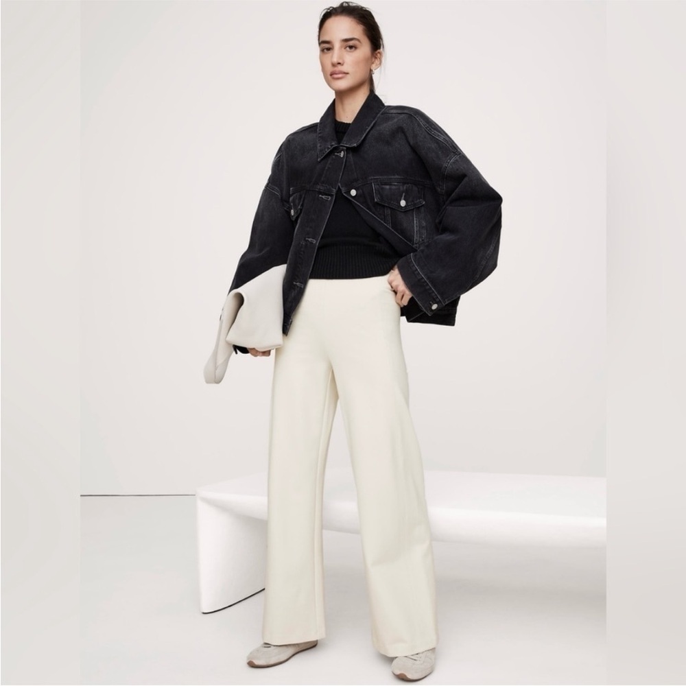 NWT! Banana Republic Ultra High Rise Wide Leg Everywhere Ponte Crop Pant 🖥️3️⃣🖤